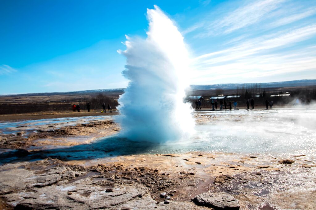 Geothermal Phenomenon: Hot Water Emerging from Underground